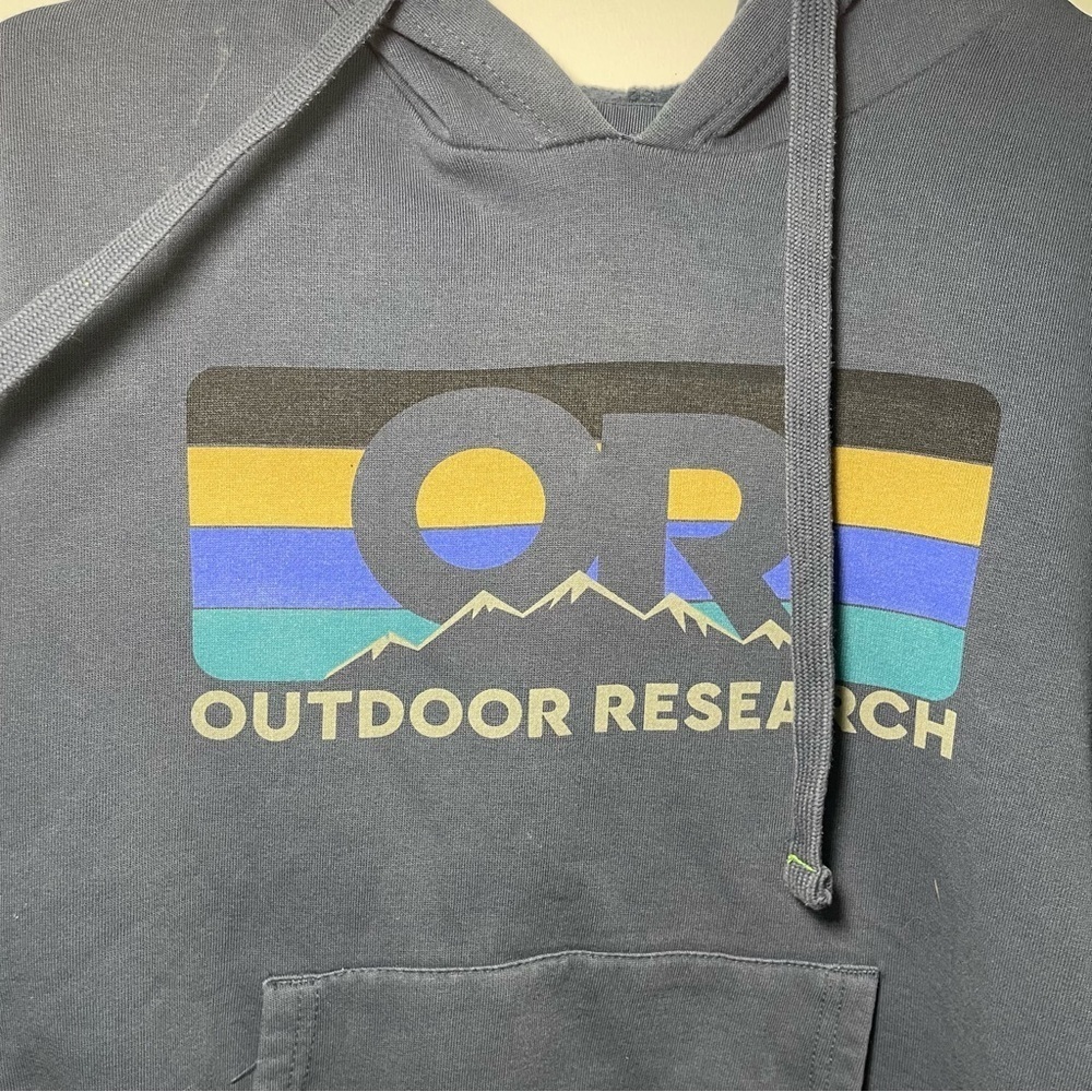 Outdoor Research Men’s Blue Logo Graphic Hoodie Size M – Organic Cotton Blend - Picture 4 of 9